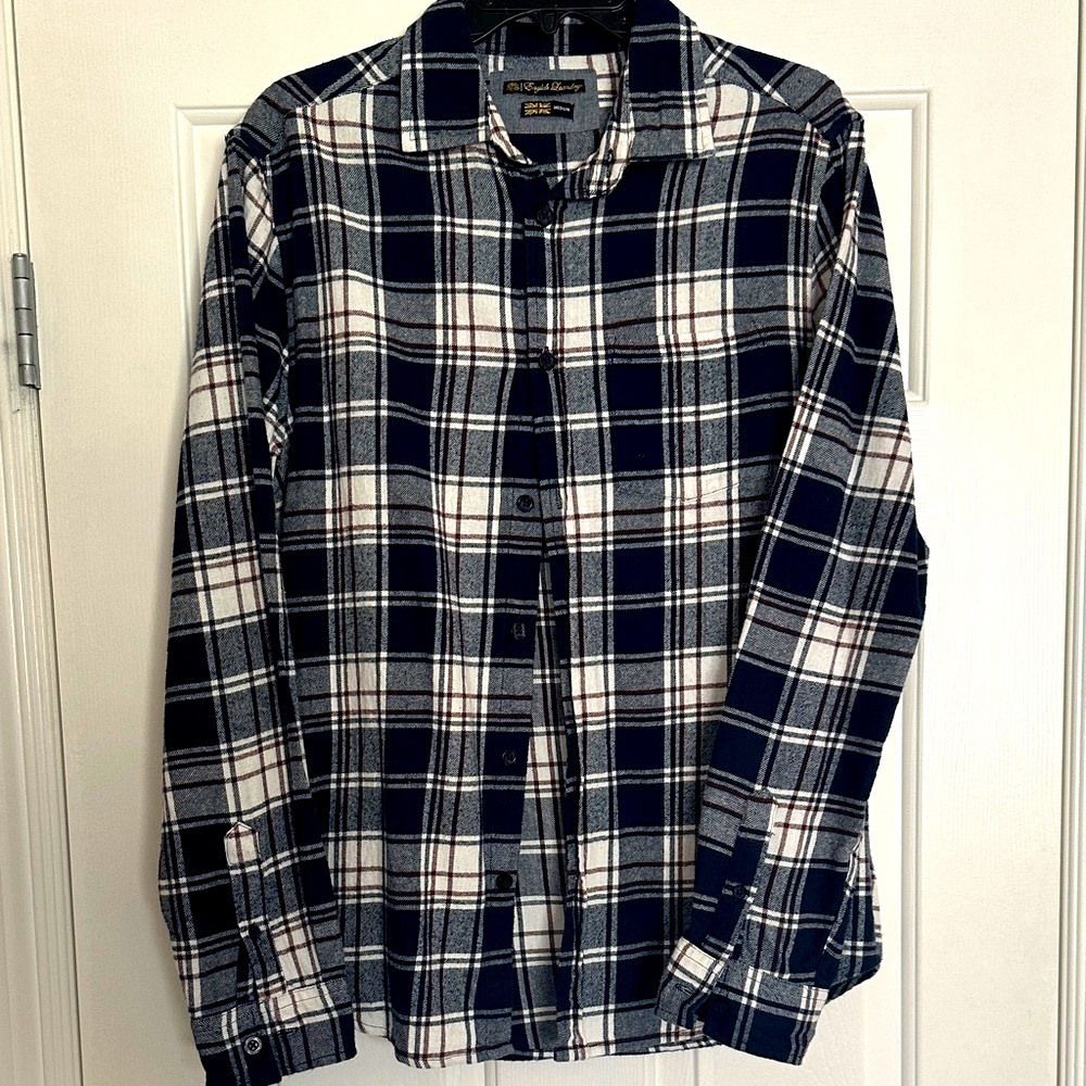 Medium Blue & White Men’s Flannel